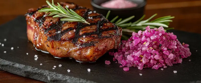 Grilled Steak with Pink Salt